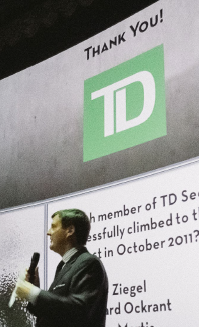 Jamie Ziegel speaking at a TD Securities event